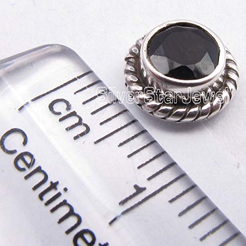 925 Silver Round Faceted Black Onyx Ethnic Stud Post Earrings 0.3" Super Saturday Discount3