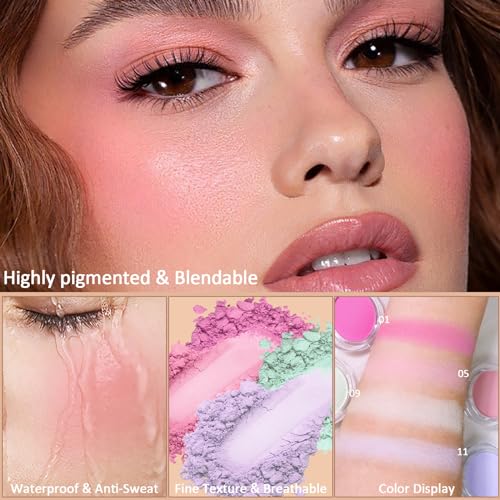 Prreal Matte Blusher, Highly pigmented Blush Powder, Natural-Looking Blusher, Breathable Blush Palette, Skin-Friendly Blusher for cheeks makeup #05 Pink - Image 4