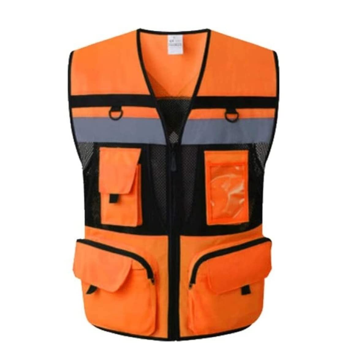 Chaleco de Alta Visibilidad Traje Reflectante Transpirable, Chaleco De Seguridad Reflectante De Hilo De Baja Elasticidad Monos De Alta Visibilidad Con Bolsillos Y Cremalleras Chaleco de Seguridad ( Bl