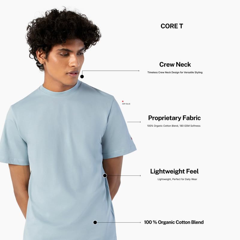 Image of LUDIC Core T Dailymove Collection | Regular Fit | Crew Neck T Shirt | 100% Organic Cotton, 180GSM | Lightweight & Comfortable | Everyday Essential | Casual T-Shirt for Men & Women