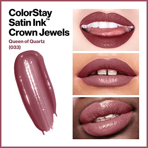 Image of REVLON Colorstay Satin INK, Comfortable, Longwear Rich 16-Hour Liquid lip Color, Formulated with Black Currant Seed Oil & Vitamin E, Queen Of Quartz - (033) (Pack of 2)