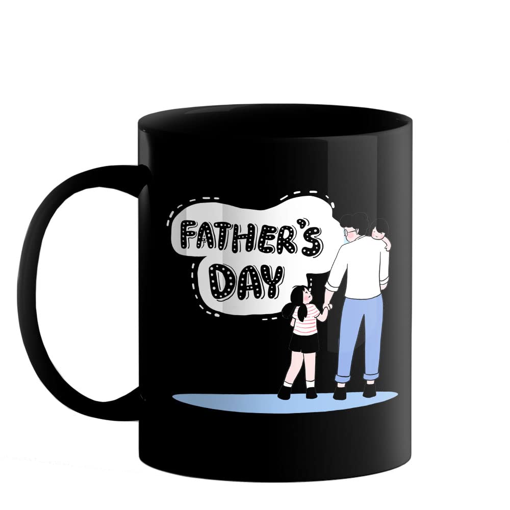YaaNaa - Fathers Day Printed Coffee Mug - Father with Childrens, Gifts for Father, Gifts for Husband, Gifts for Brother, Gifts for Birthday, Anniversary, Fathers Day, 325 ML, R1041-BP