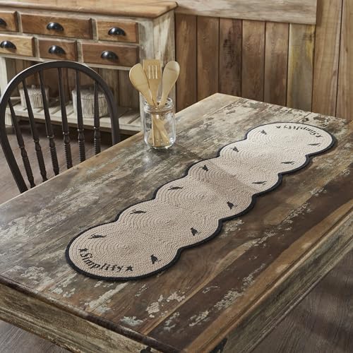 VHC Brands Raven Harvest Simplify Stencil Table Runner 12×48 Braided Cotton Kitchen Dining Table Holiday Decoration Decor for Fall and Thanksgiving