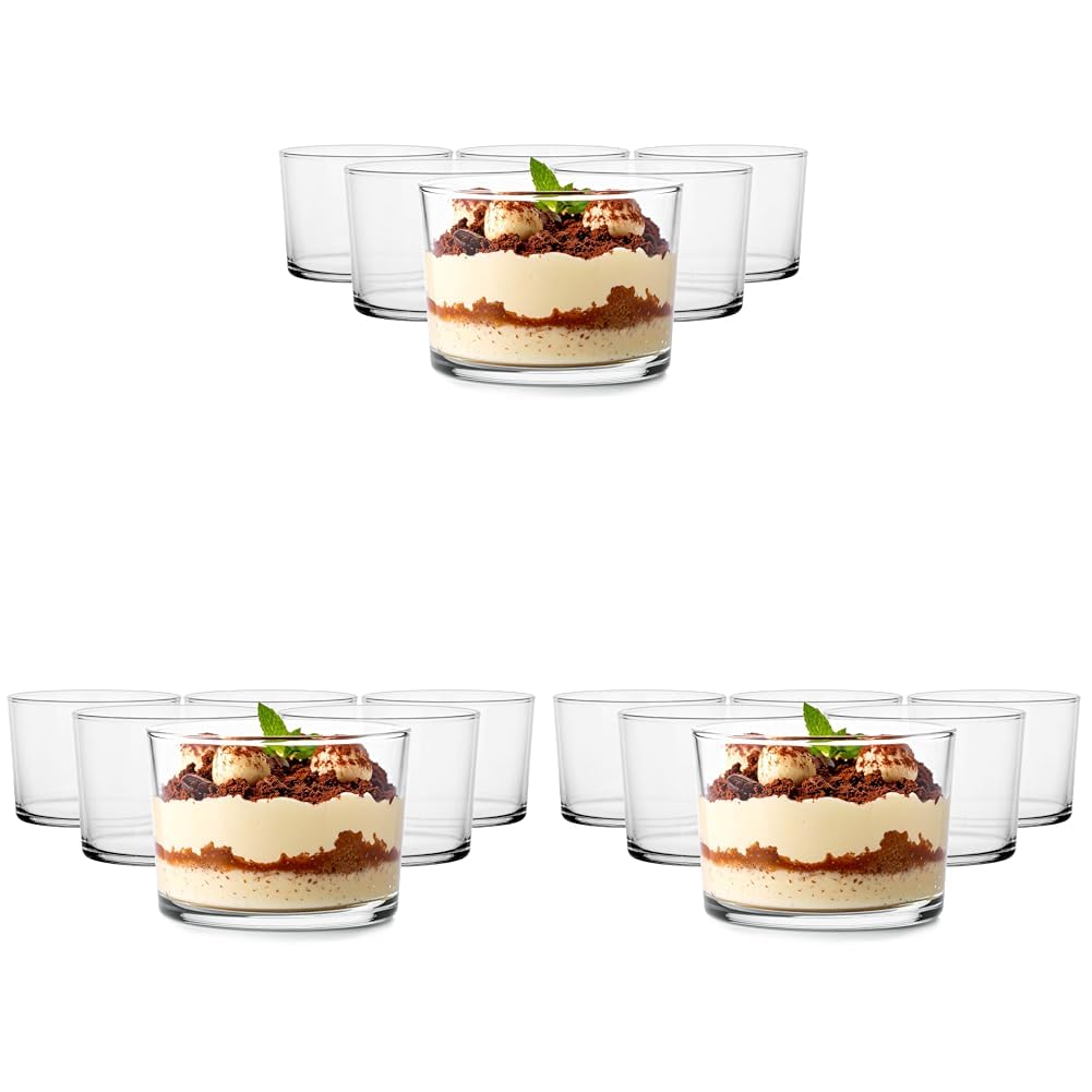Glasmark KROSNO 1992 Eisbecher Glas 6 Stück 150 ml Eisschale Dessertschale Glasschale Spülmaschinenfest, Durchsichtig (Packung mit 3)