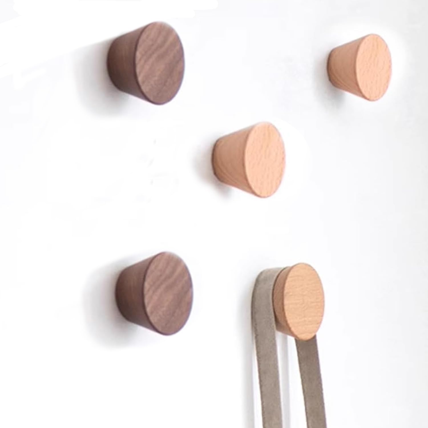 Neysa Muti-Wood 5Pcs Single Wood Coat Hook Wooden Pegs Wall Mounted Hooks For Hanging Clothes Hat Tower (Muti-Wood)