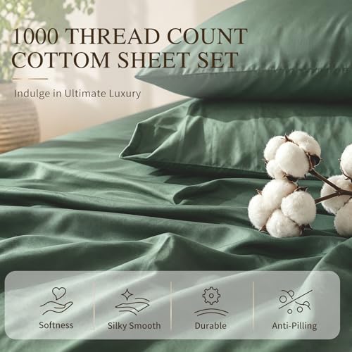 Image of MEISHANG 1000TC Egyptian Cotton Sheets King, 16 inch Deep Pocket | 1000TC Egyptian Cotton Sheets, Sateen Weave, Ultra Soft & Breathable, OEKO-TEX Certified