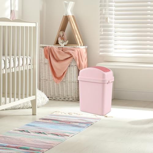 Caneca de basura pequeña 1.8 galones con tapa basculante rosa miniatura 7