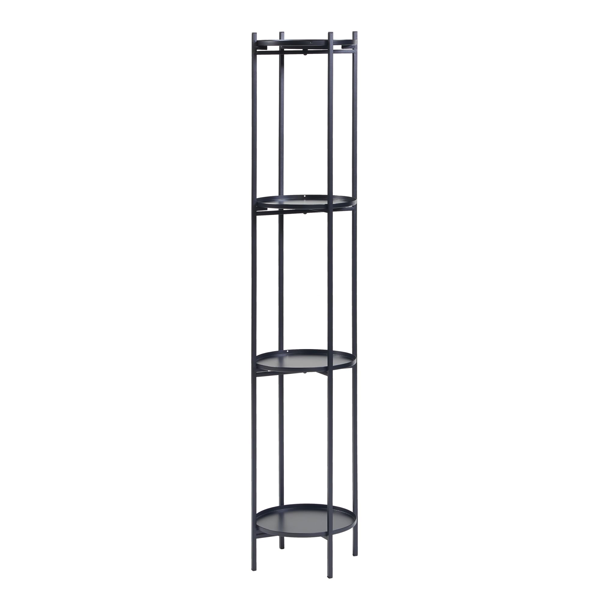 [en.casa] Portavasi Piedistallo per Piante Scaffale Portafiori a 4 Livelli Supporto Piante con Sottovasi Rotondi Portapiante in Metallo 134 x 25 cm Nero