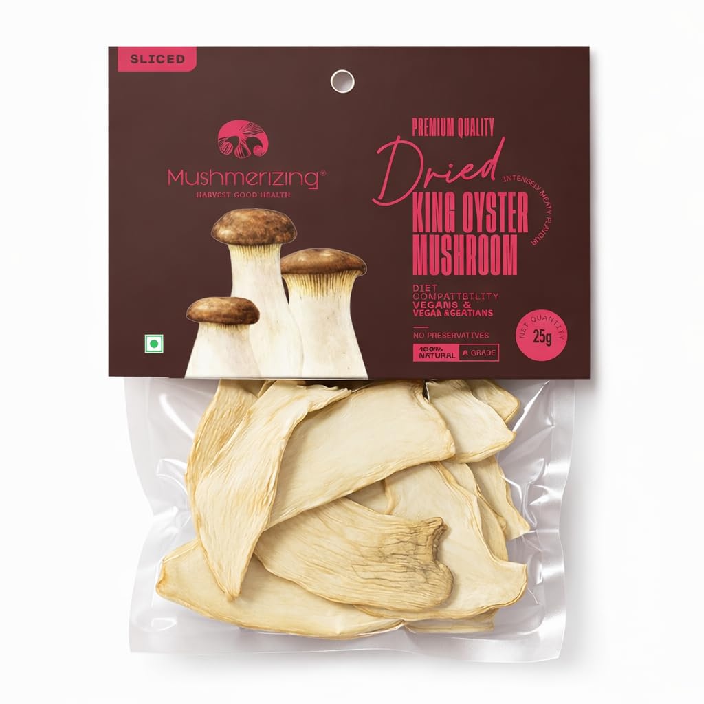 Mushmerizing Dried King Oyster Mushrooms Slices |100% Natural Pleurotus eryngii | Vegan | No Preservatives (25 Gram)-image-45