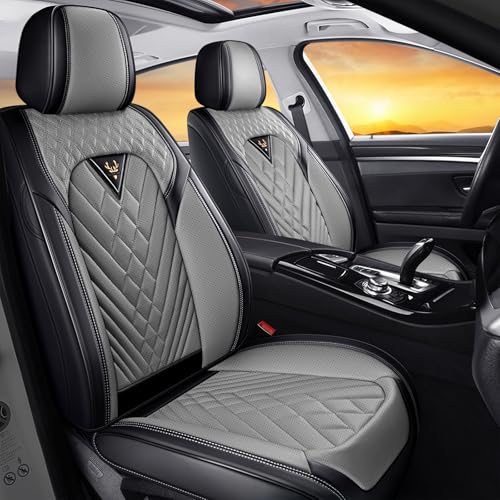 Image of for Toyota RAV4 Seat Covers 2008-2026, Waterproof Car Seat Covers | Nappa Leather Seat Covers for RAV4 Front Set, Airbag Compatible, Full Coverage Seat Protectors, Easy Install(Black /Gray)