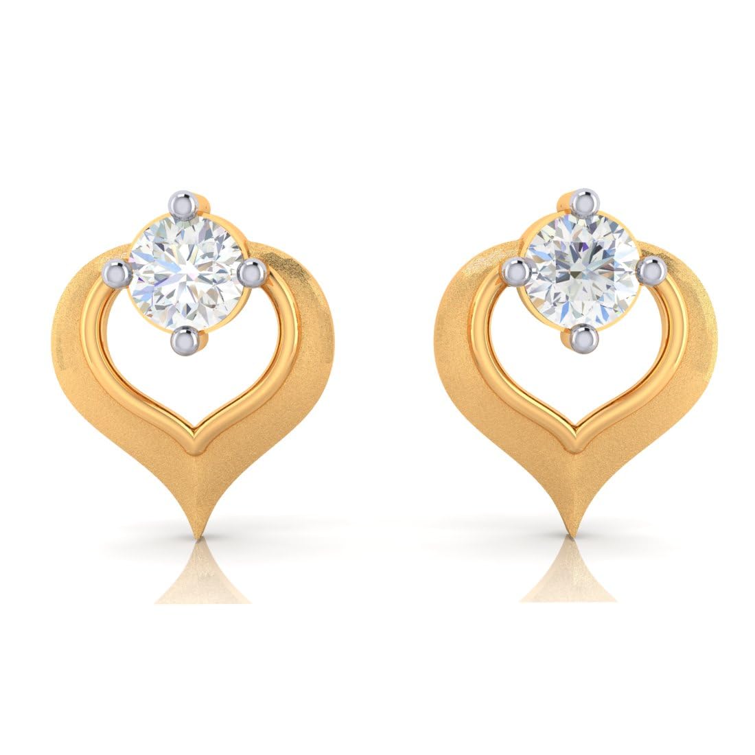 p.c. chandra jewellers Bis Hallmarked 14Kt (585) Yellow Gold Heart Shape American Diamond Studs Earrings For Women & Girls - 0.7 Grams-picture-31