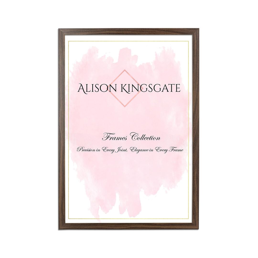Alison Kingsgate Sleek 22X18 Picture Frame - Engineered Wood with Shatterproof Perspex Front -Perfect for Photos, Posters, Certificates -Suitable for Wall Mount or Tabletop Display - Walnut
