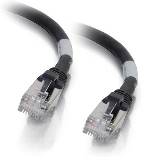 C2G Legrand - Cable Ethernet Cat6a blindado, cable de conexión Cat6a blindado, cable de conexión de red negra, cable Ethernet STP sin enganches de
