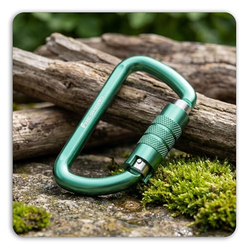 Image of FresKaro 3inch 12kN-2698lbs Auto Locking Carabiner Clips, Solid D Shape, Heavy Duty 7075 Aluminum, Lightweight 1.09oz, Rust Proof, for Hammock, Hiking, Dog Leash, Keychain etc., Multi-Colors