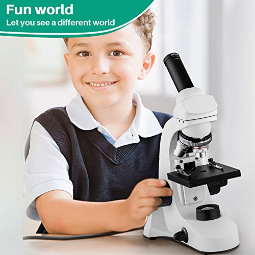 BEBANG 100X-2000X Microscope, All-Metal Optical Glass Lenses, Coarse and Fine Focusing, 25X Widefield Eyepiece and Complete Accessories Kit