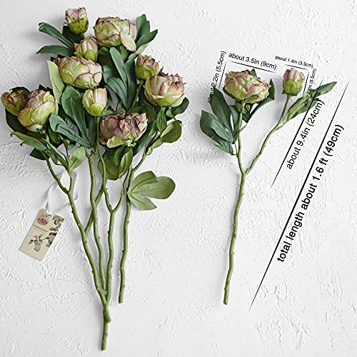 Image of FiveSeasonStuff Vintage Walnut Brown Peonies - Realistic Artificial Silk Flowers with Dry-Look Petals, 6 Stems for Rustic Home & Wedding Floral Arrangements