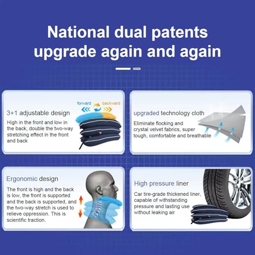 Image of Neck Stretcher Cervical Traction Device, Adjustable Inflatable Neck Brace with Breathable Washable Fabric, Home Use Neck Relief Tool for Effective Neck Decompression(Blue)