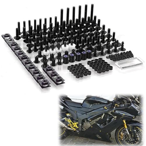 Schraubenzubehör Motorrad Verkleidung Schrauben Kit Für Yamaha MT09 MT07 MT10 MT01 MT25 MT03 MT15 MT125 MT 07 09 01 03 25 15 125 10 Aluminium Zubehör(Nero)