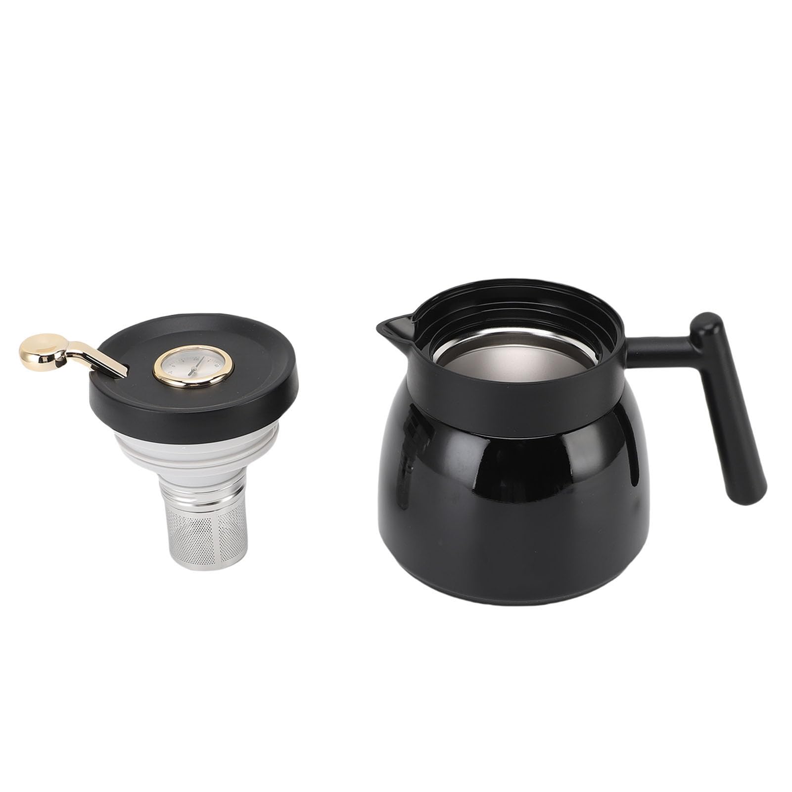 Café de Aislamiento de Vacío, té Térmico con Filtro de 880 Ml de Dispensador de Jarra de Bebidas de Agua, Pantalla de Temperatura Mecánica (BLACK)