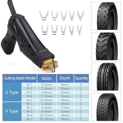 Image of Tire Groover Machine, 1000W Rubber Tire Regroover Machine, Tire Grooving Tool, Professional Tire Groover with 20 pcs U /V-Shaped Blades for Rubber and Tires 110V