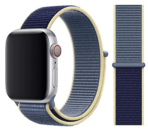 Nylon replacement band for Apple Watch 6 5 4 3 38mm 40mm 42mm 44mm (42mm 44mm, Alaskan Blue)