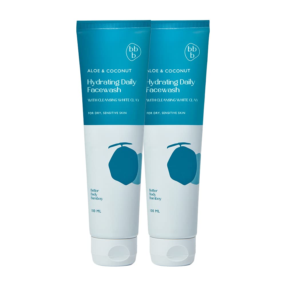 Aloe & Coconut Hydrating Daily Facewash | For Dry & Sensitive Skin | Hydrates, Moisturizes & Soothes | For Dry Flaky Skin (Pack of 2, 100 ml)