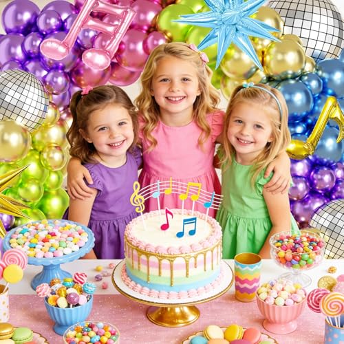 Image of JOGAMS 180Pcs Metallic K-Pop Music Balloon Arch Kit, Full Chrome Balloon Garland with Music Note Exploding Star Disco Foils Balloons for Kpop Music Fan Birthday Concert-Style Stage Prom Party Decor