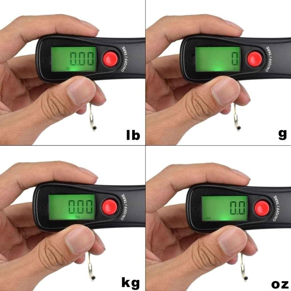 Tragbare digitale Gepäckwaage Hängende Kofferwaage 110 lb / 50 kg Kapazität Angeln mit einem Gewicht von Steelyard, Schwarz Waagen
