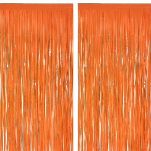 Jonami 2 Rideau Métallique Tinsel Orange, Rideaux à Franges en Aluminium, Toile de Fond pour Photos de Fête Pink, Decoration Anniversaire