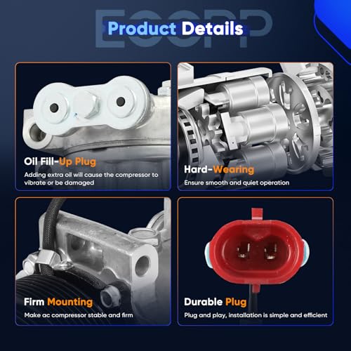 Image of ECCPP AC Compressor Fast Cooling 1997-1998 Fit for Chevrolet T6500 6.0L 6.6L 7.2L 2004-2009 Fit for GMC T6500 T7500 T8500 7.8L Air Conditioning Compressor