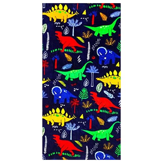 YIFONTIN Beach Towel for Kids, 100% Cotton Soft Blanket Throw, 24” X 48” Dinosaur Terry Towel for Travel, Beach, Swimming, Bath, Camping, and Picnic