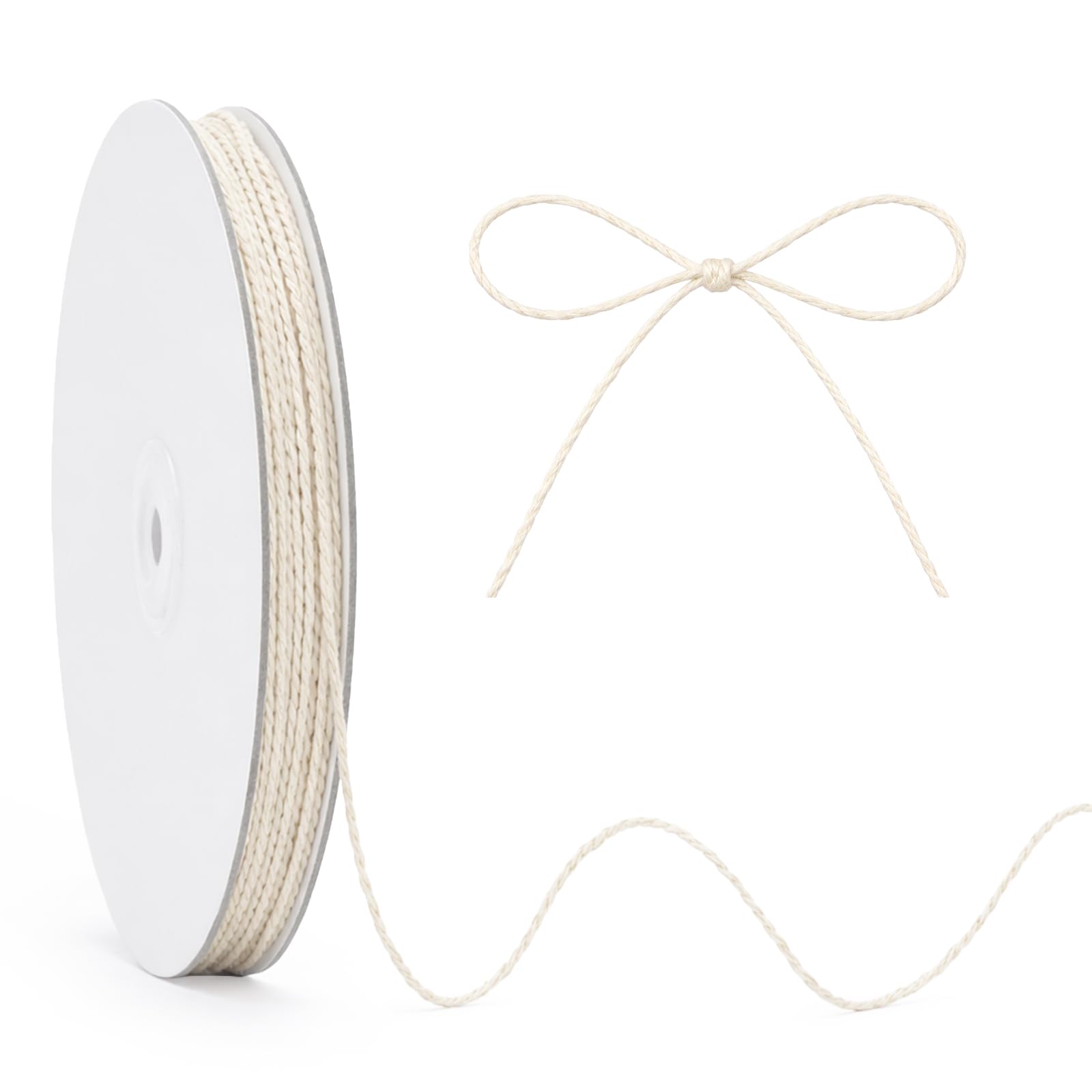 KINGLAKE 100m Beige Cotton String, 2mm Food Safe Butchers Kitchen String Macrame Bakers Twine for Cooking Meat, Crafts, Gift Wrapping, Christmas Decorations, Gardening, Hanging Pictures