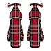 FOGEENA Red Plaid Platform Heels for Women Chunky Block Heels Closed Round Toe Ankle Strap 5.9 Inch Pumps Fashion Dating Prom Party Dress Shoes Size 8.5