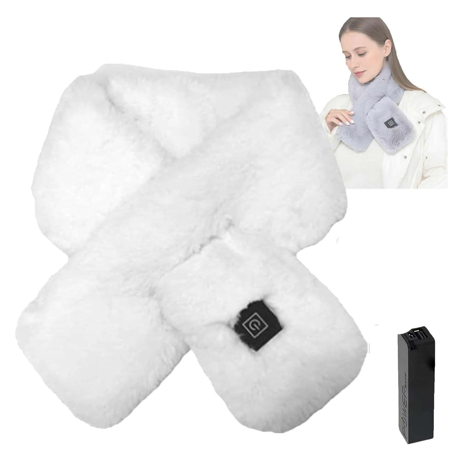 Voltex - Sciarpa riscaldata da donna, Voltex, sciarpa riscaldata elettrica Brylony, scaldacollo, sciarpa elettrica riscaldata da donna, ricaricabile tramite USB, colore: bianco