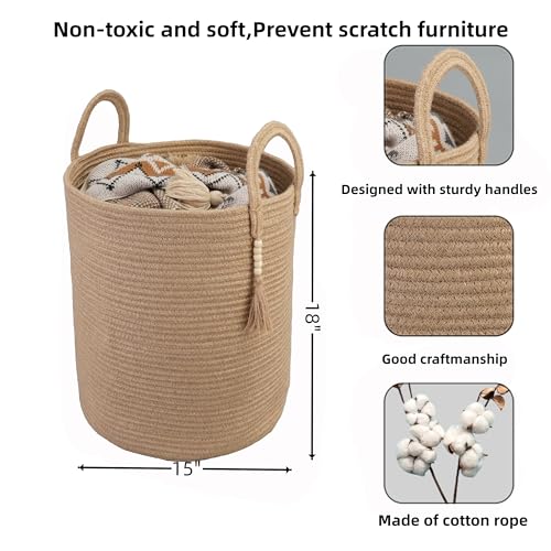Image of XUANGUO Rope Laundry Basket Laundry Hamper for Clothes Jute