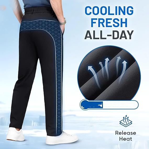 Ice Silk Pants for Men in Summera Mesh Panel Casual Pants, Mens Pants Quick Drying with Pockets Breathable3