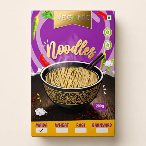 Image of Veganic Hakka Noodles (Maida) | Veg Chowmein Masala Maggie | Chowmin Noodles | Long Slurpy Noodle | Plain Chopsuey | No Preservatives (400 GMs)