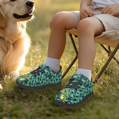 Boys Sneakers Kids Running Shoes Girls Mesh Fitness Shoe Indoor Training Sneaker Lightweight Outdoor Sports Athletic Tennis Shoes for Little Kid Dinosaur Camouflage Pattern3