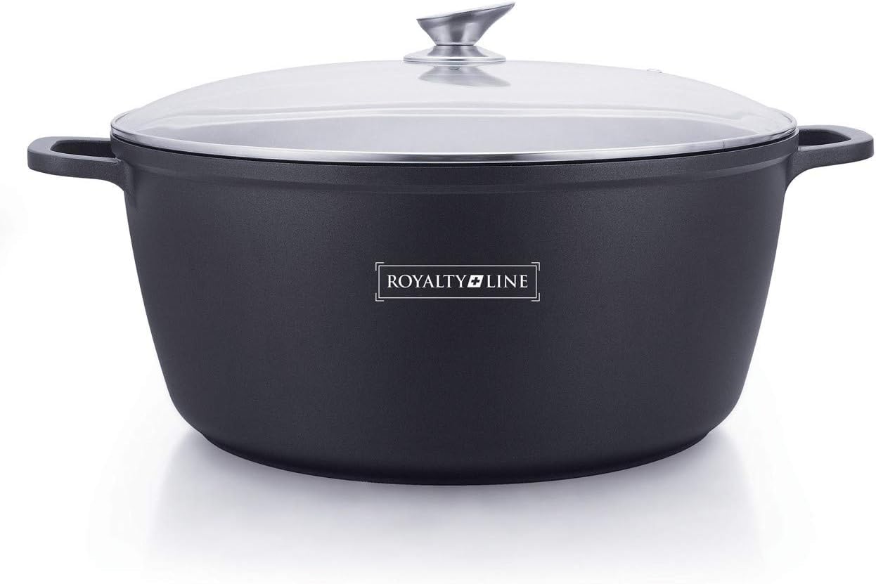 Royalty Line - RL-BS44M - Pentola Antiaderente con Coperchio in Vetro, 23 Litri, 44 cm