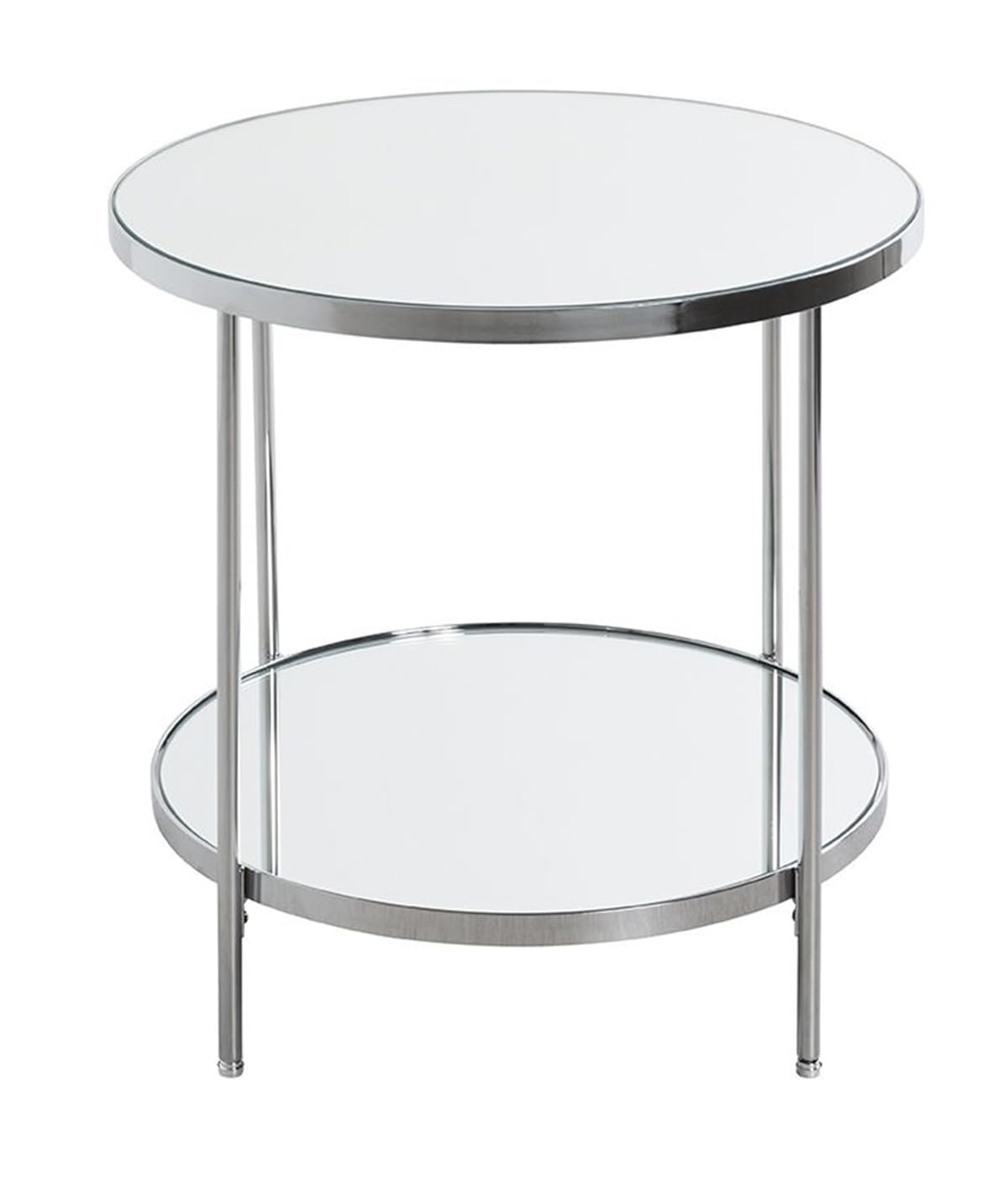 PEGANE Table d'appoint en métal chromé Coloris Gris et Verre -diamètre 45 x Hauteur 46 cm