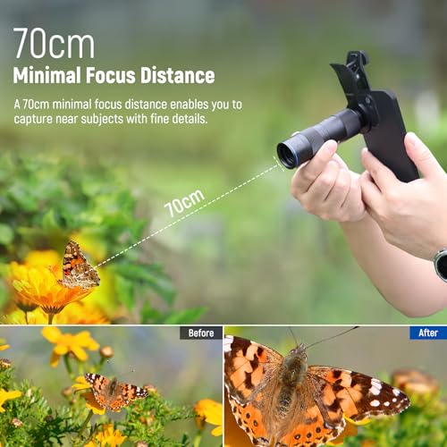 Image of NEEWER 400mm Telephoto Phone Camera Lens with 17mm Threaded Lens Clip, 70cm Minimal Macro Focus Distance, Shot on 2X Zoom, for Backplate, Phone Cage, Case Compatible with iPhone Samsung Android, LS-78