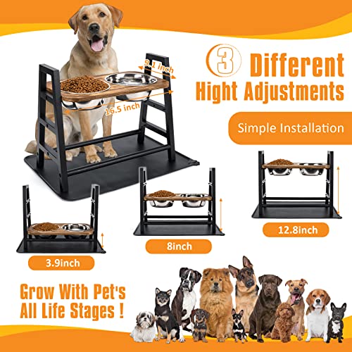 Yoimori Dog Bowls Elevated Dog Bowls For Large Dogs 3 Heights 3.9In 8In 12.8In With 2 Stainless Steel Dog Food Water Bowls Raised Dog Bowl Stand For Small Medium Large Dogs And Cats #TOP1