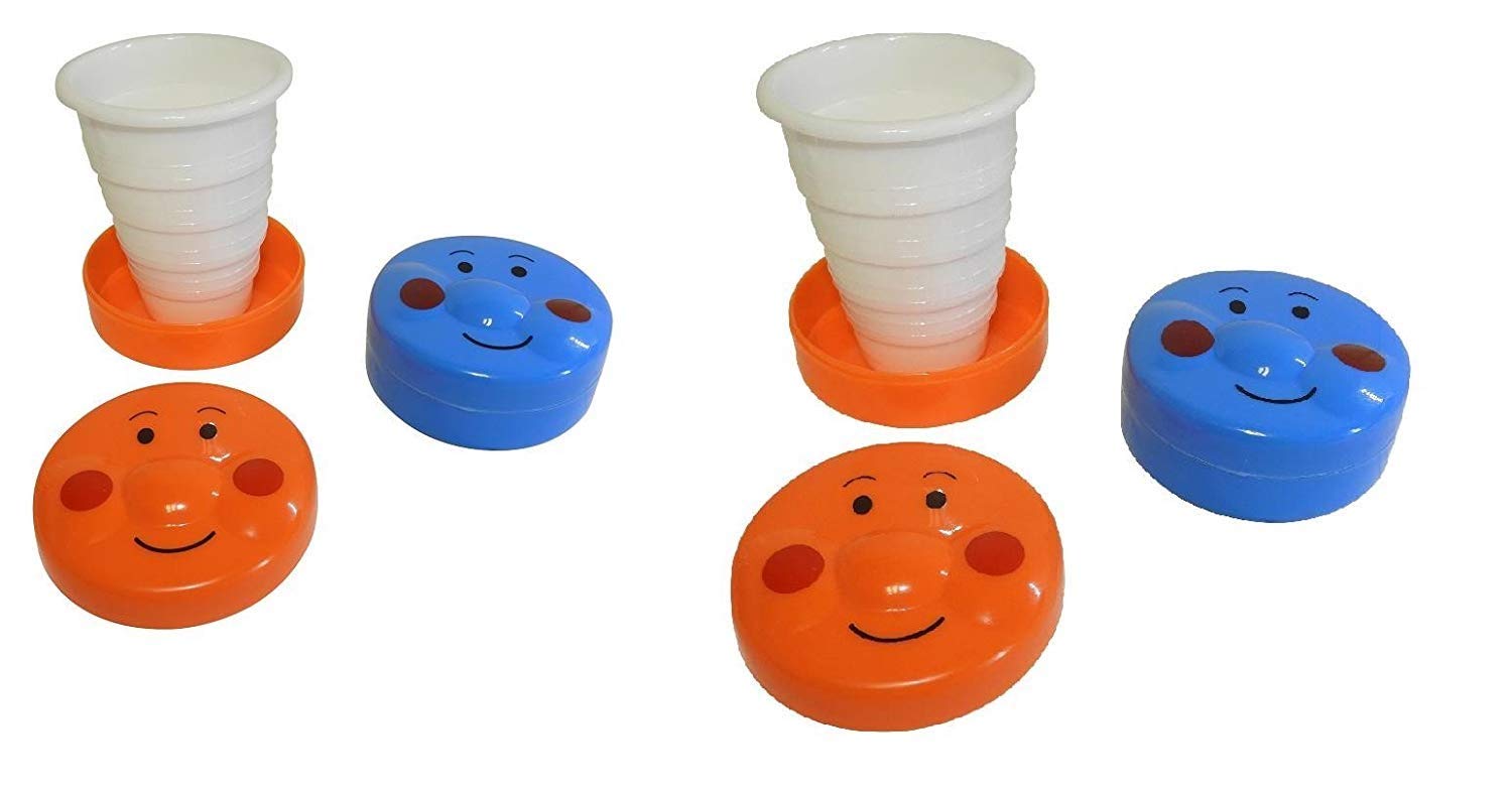 DINY Home & StyleCollapsible Cups - Travel and Camping Cups - Happy Face 4 Cups Assorted Colors
