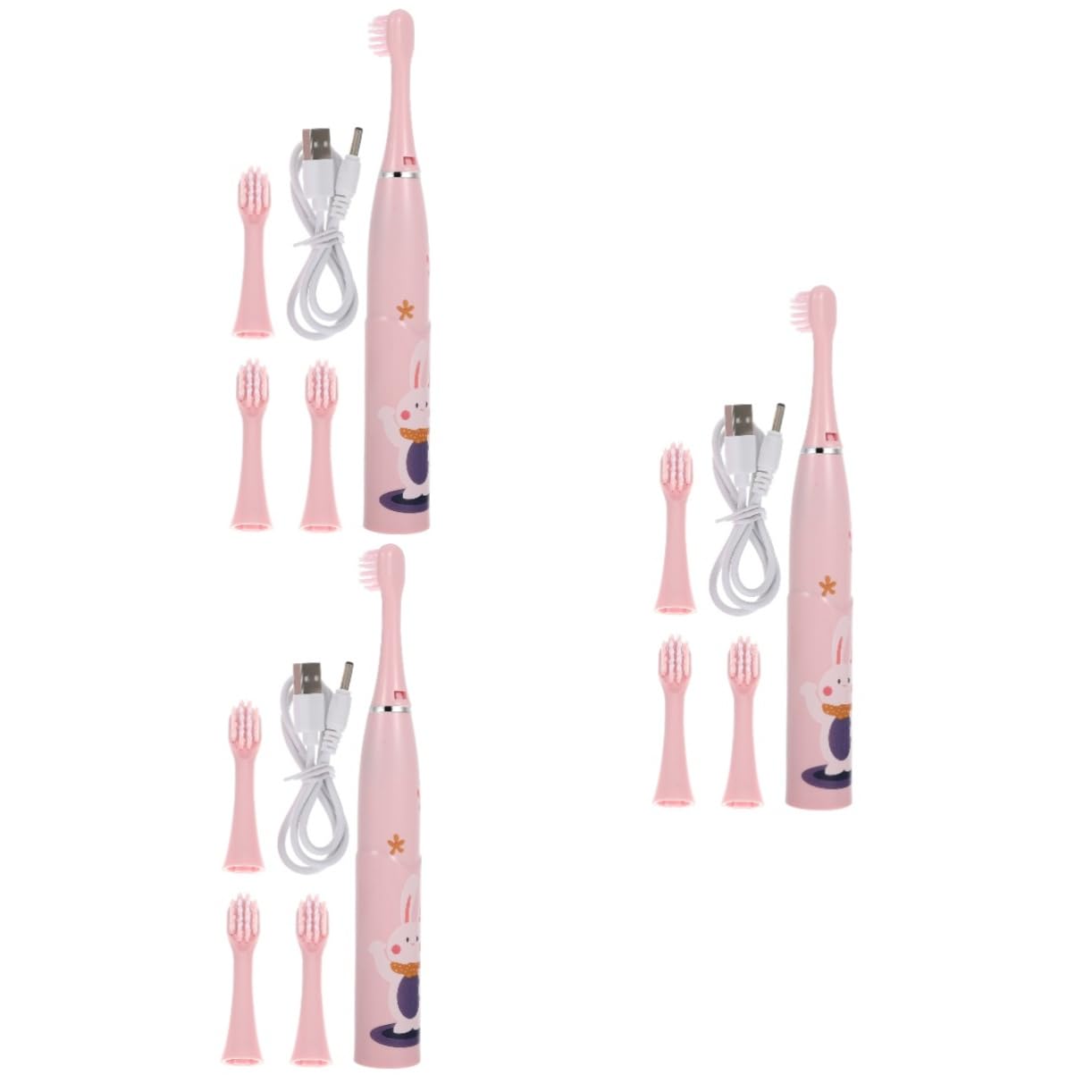 FRCOLOR 3 Set spazzolino elettrico per bambini spazzolino elettrico portatile ricaricabile spazzolino per bambini per l'igiene orale gomma fornitura domestico