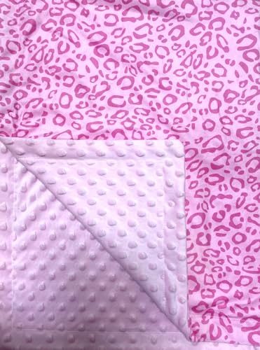 Image of Baby Blanket for Girls Pink Leopard Minky Super Soft Double Layer Receiving Blanket with Dotted Backing for Newborns Nursery Stroller Receiving Toddlers Crib Bedding 30x40 Inch