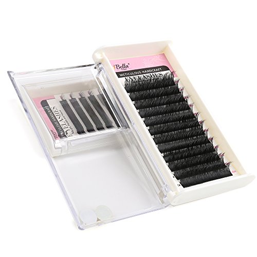 12mm D Curl Mink Eyelash Extensions Thickness 0.15mm 100% Real Siberian Mink Individual False Lashes by Bella Hair