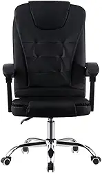 Cadeira de Escritório Presidente Base Cromada com Rodinha Fortt Sevilha Preta - Cpf04-p