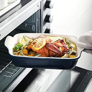 Sweejar ceramic baking dish casserole dish for oven 9×13 inch rectangular lasagna pan deep bakeware with handles for cooking dinner kitchen banquet and daily use navy  urban country home decor