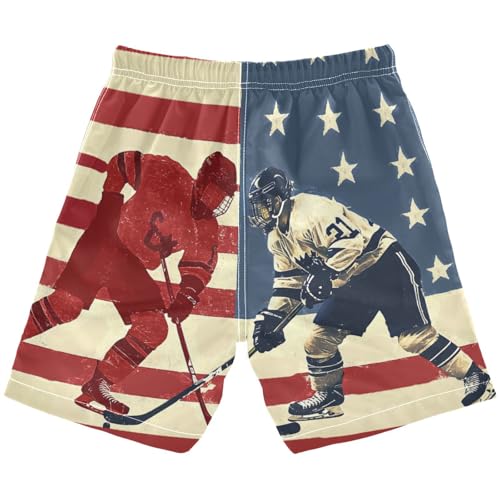 Boys Beach Board Shorts America Hockey Sport Swim Trunk Teen Swimwear 8-16Y Multicolor2