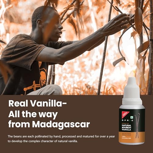 Image of Sprig Natural Bourbon Vanilla Extract 20 ml | Made With Madagascar Vanilla Beans | 100% Alcohol Free | Natural Alternative for Essence | For Baking, Protein Shakes & Desserts
